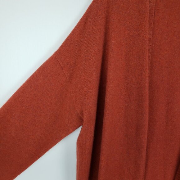 Allude Cashmere Cardigan Open Front Rust Orange Longline Womens Size Small - Picture 5 of 8